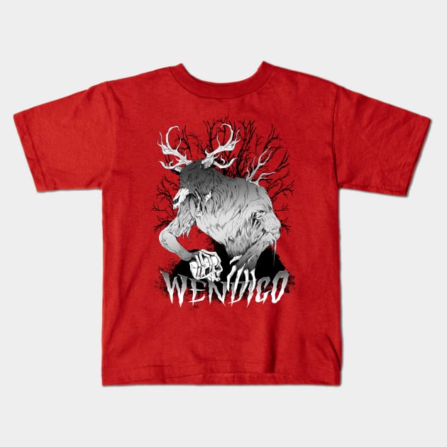 Wendigo Skinwalker Kids T-Shirt by RatKingRatz